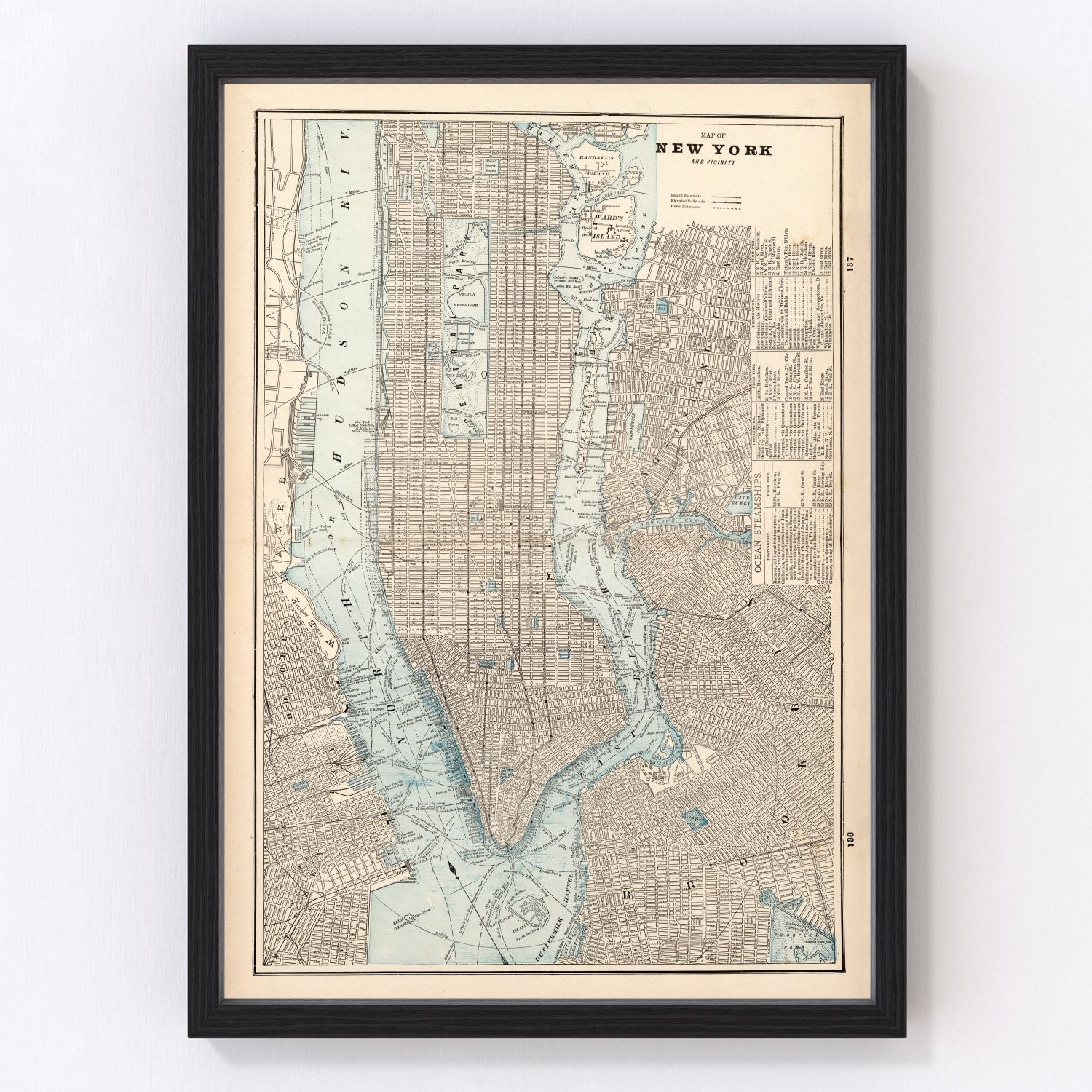 Vintage map of New York City, Kings County, New York, 1893