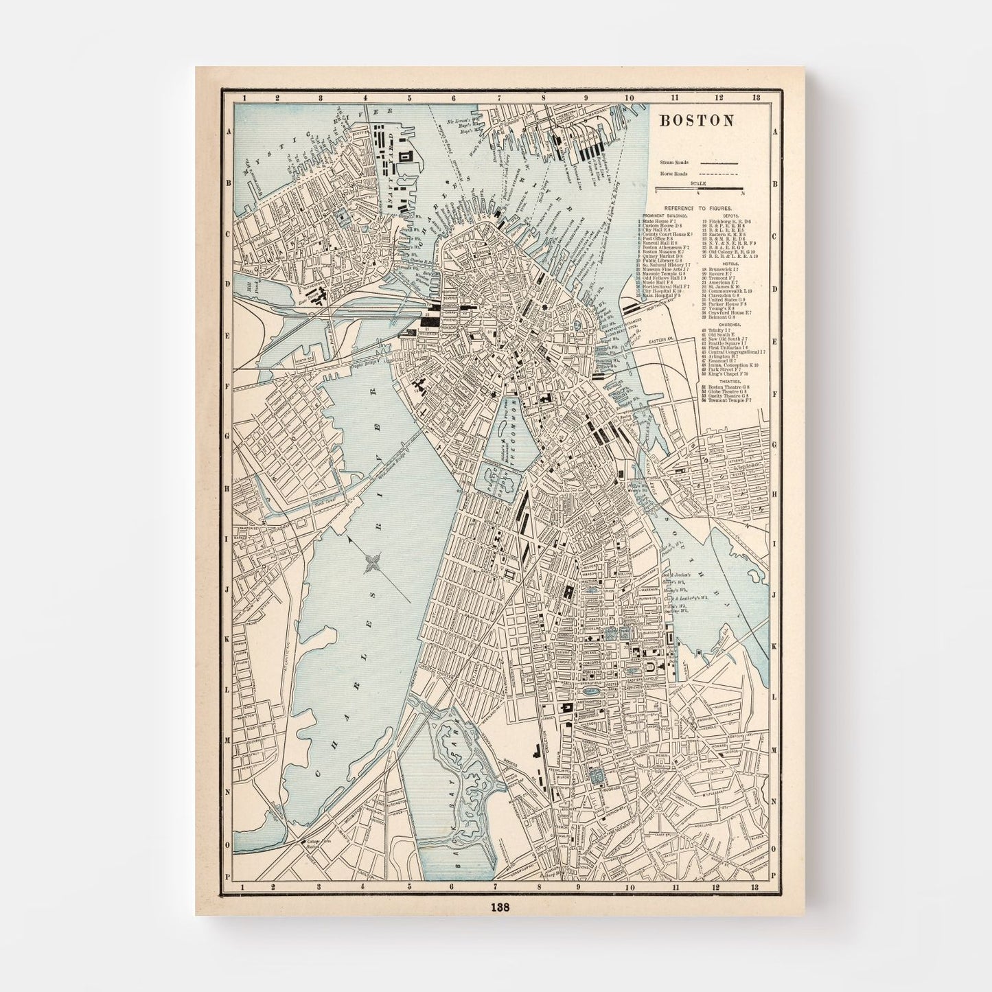 Vintage Map of Boston, Massachusetts, 1893 (A)
