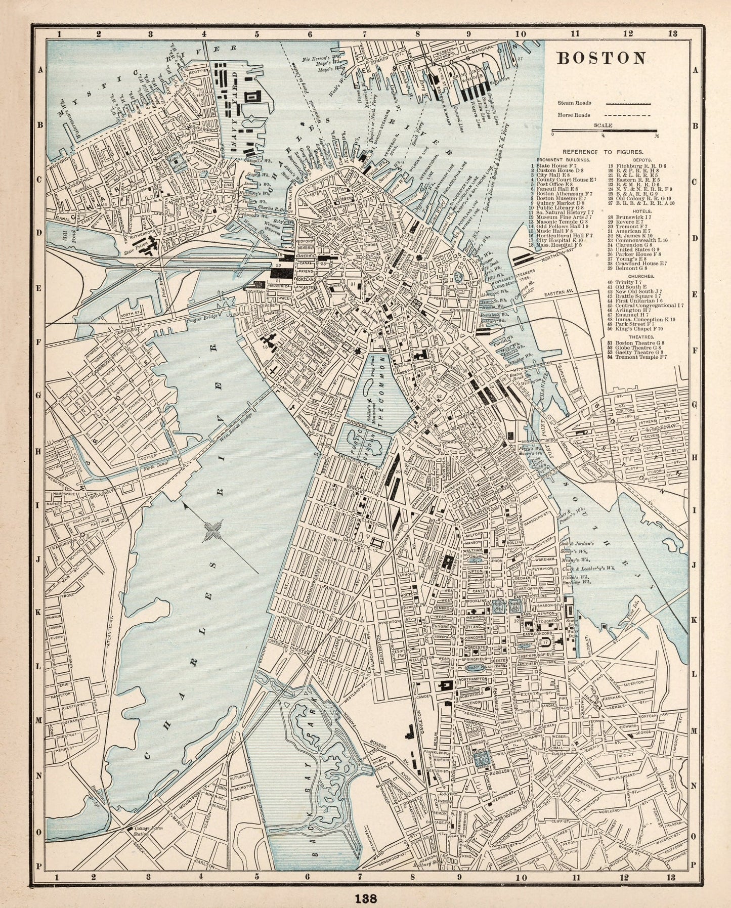 Vintage Map of Boston, Massachusetts, 1893 (A)