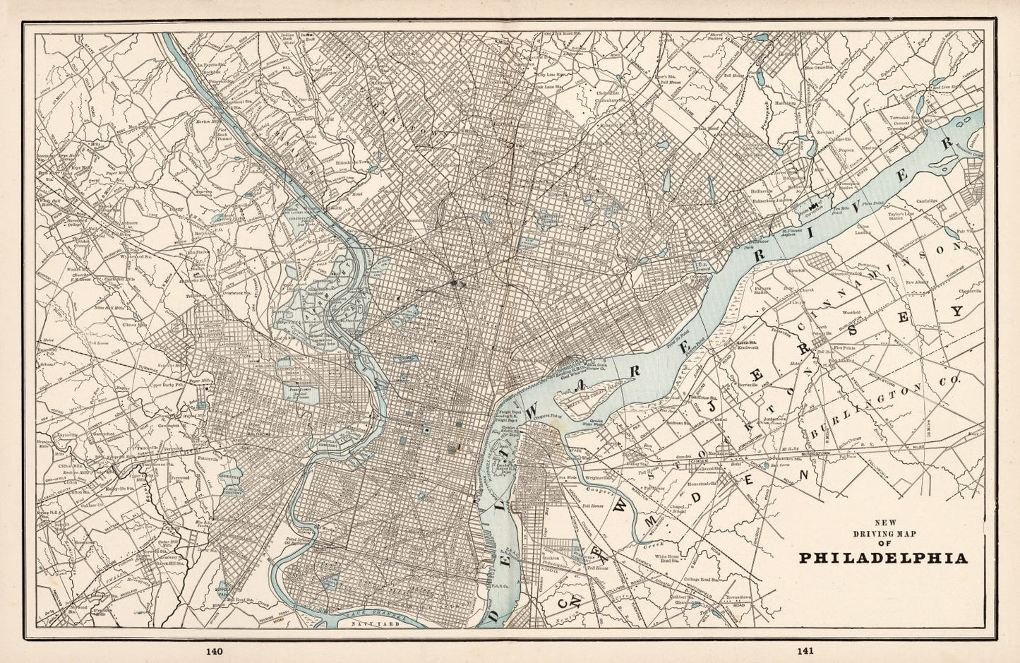 Vintage Map of Philadelphia, Pennsylvania, 1893