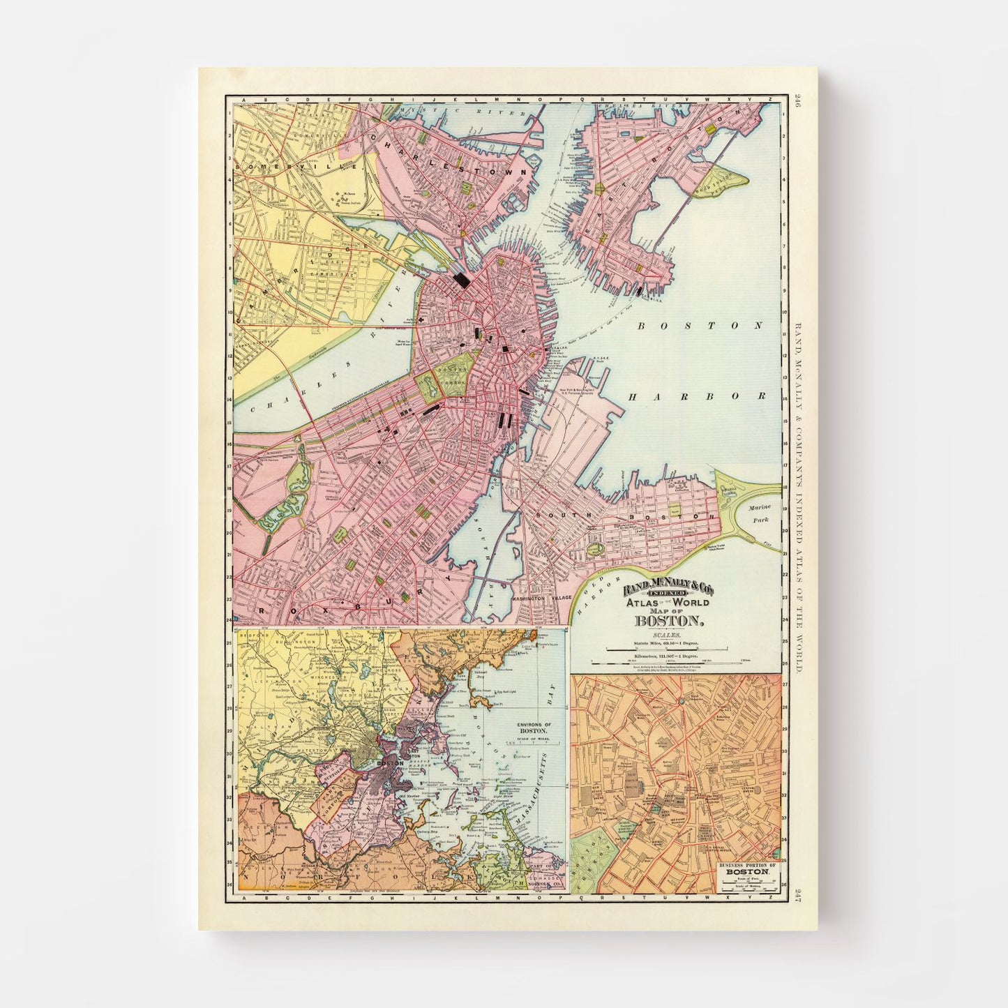 Vintage Map of Boston, Massachusetts, 1897