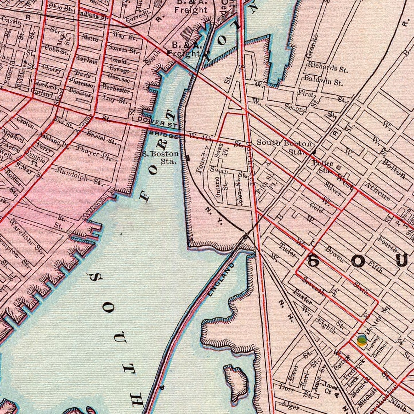 Vintage Map of Boston, Massachusetts, 1897