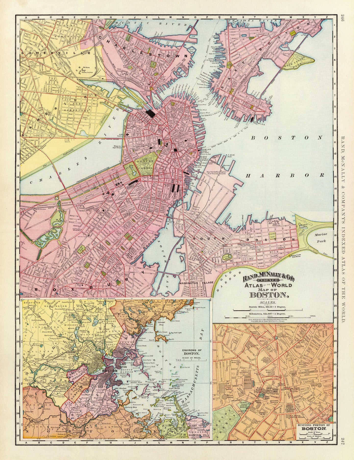 Vintage Map of Boston, Massachusetts, 1897