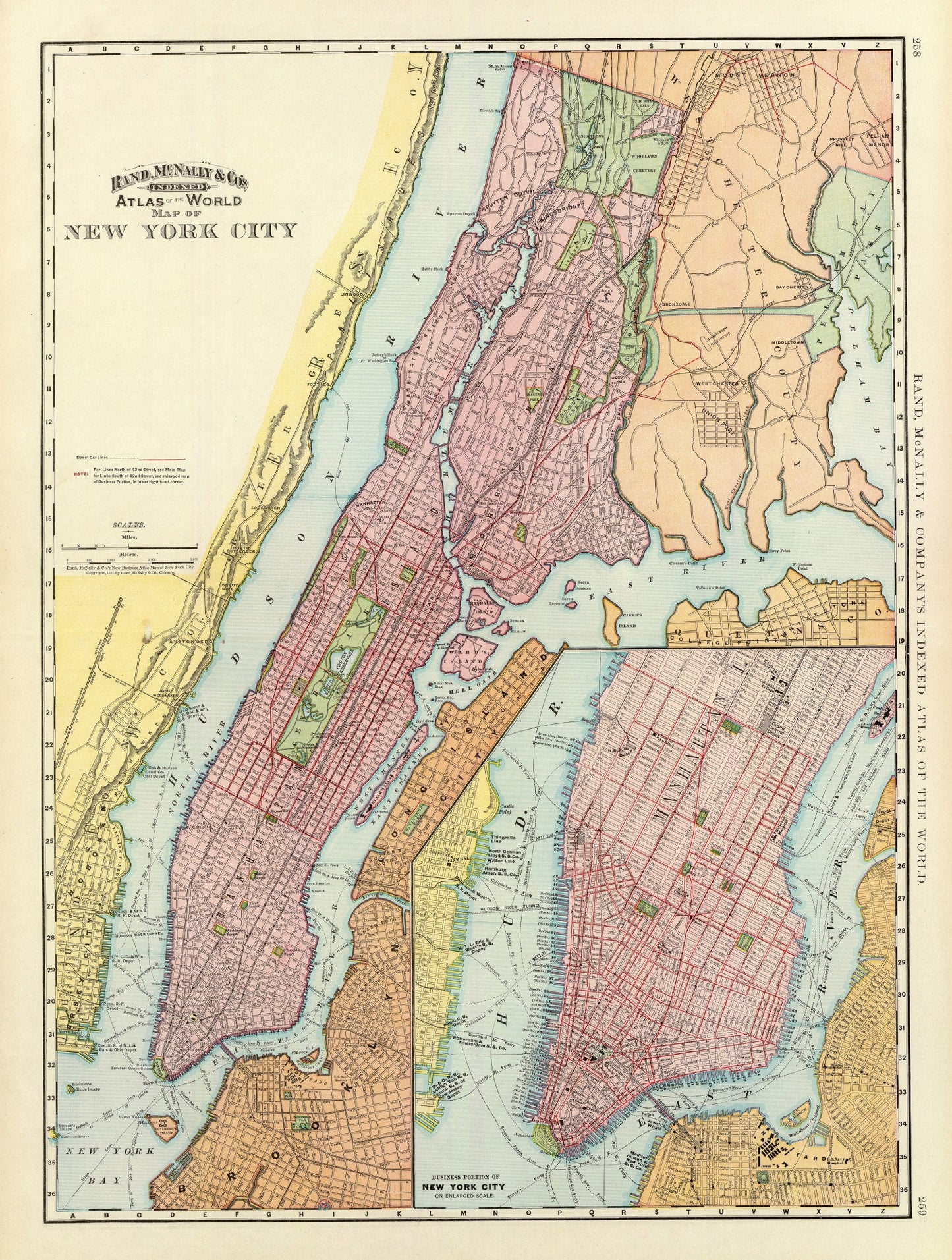 Vintage Map of New York City, New York, 1897 II