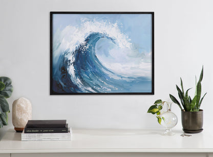 Abstract Painterly Coastal Ocean Wave Framed Print