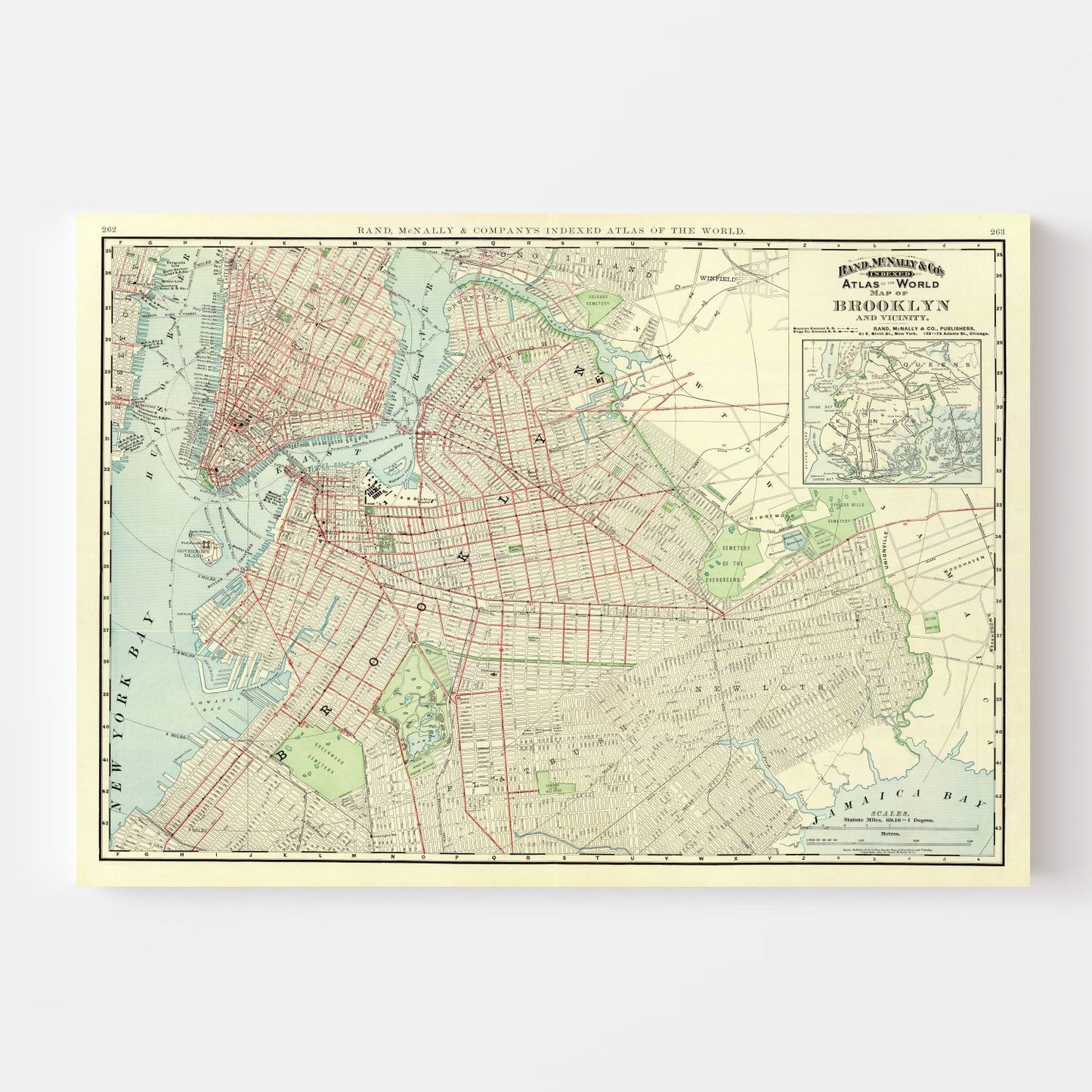 Vintage Map of Brooklyn, New York, 1897