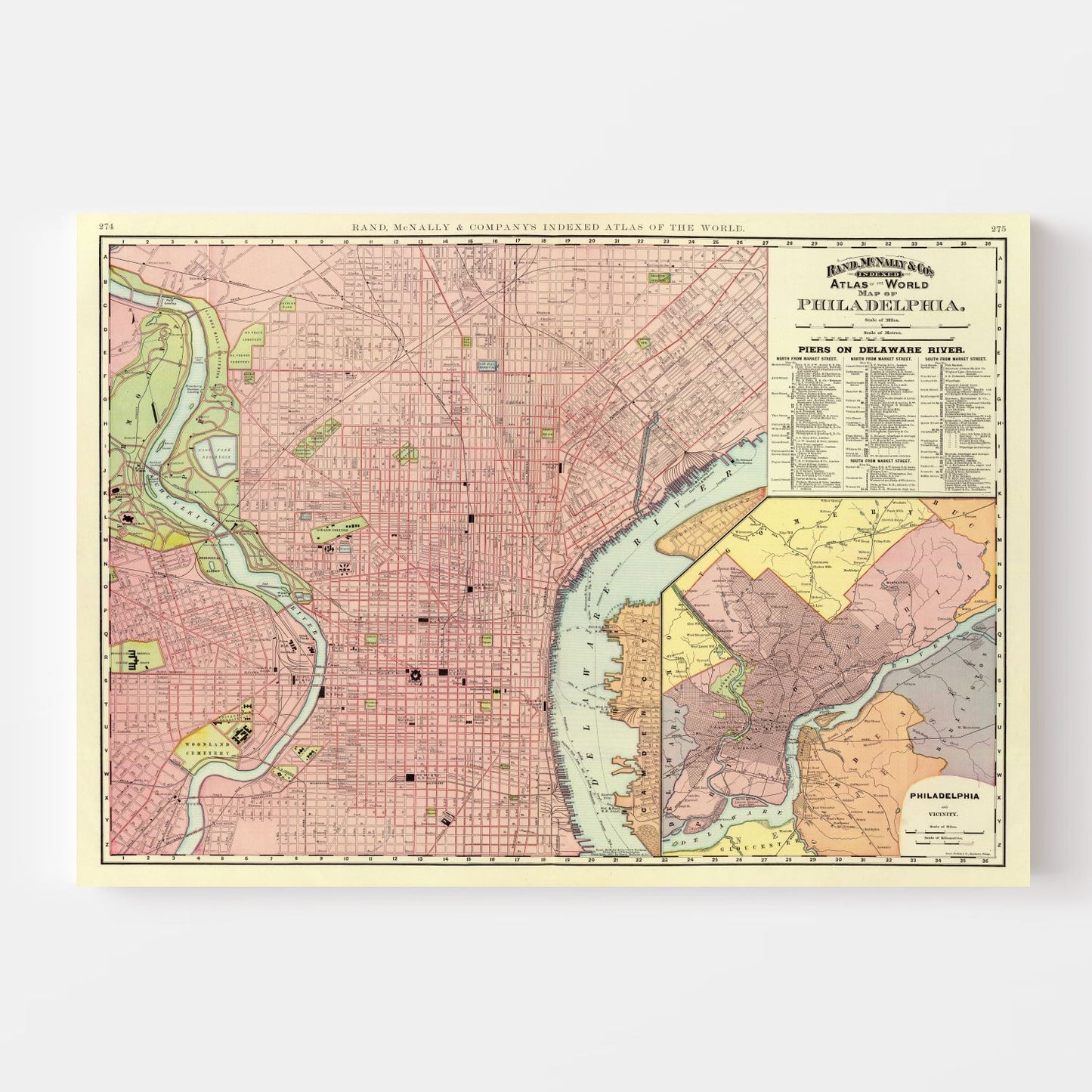 Vintage Map of Philadelphia, Pennsylvania, 1897