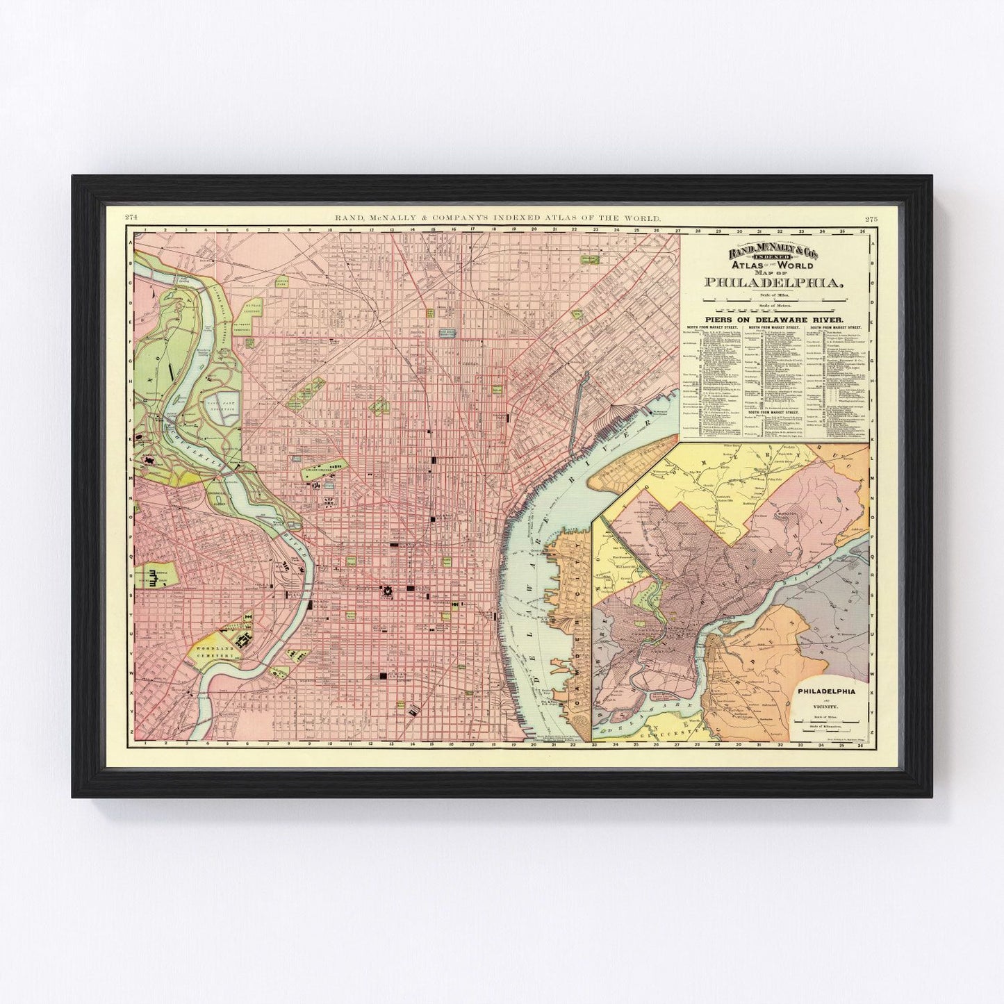 Vintage map of Philadelphia, Pennsylvania, 1897