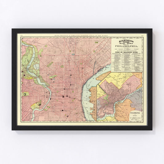 Vintage map of Philadelphia, Pennsylvania, 1897