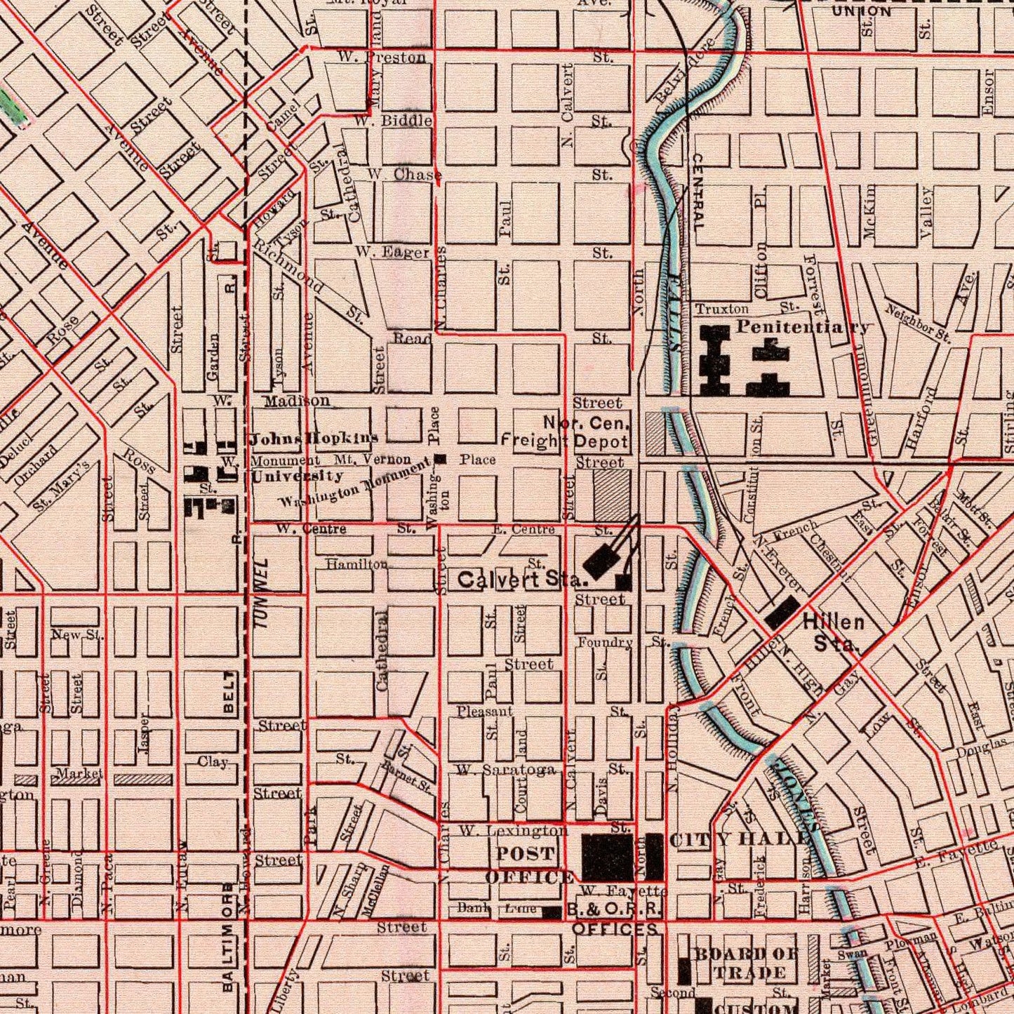 Vintage Map of Baltimore, Maryland, 1897 Wall Art