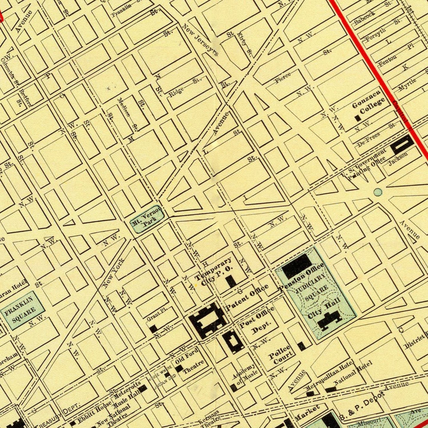 Vintage Map of Washington, DC, 1897 Edition B