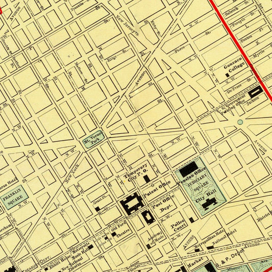Vintage Map of Washington, DC, 1897 Edition B