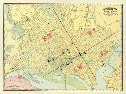 Vintage Map of Washington, DC, 1897 Edition B