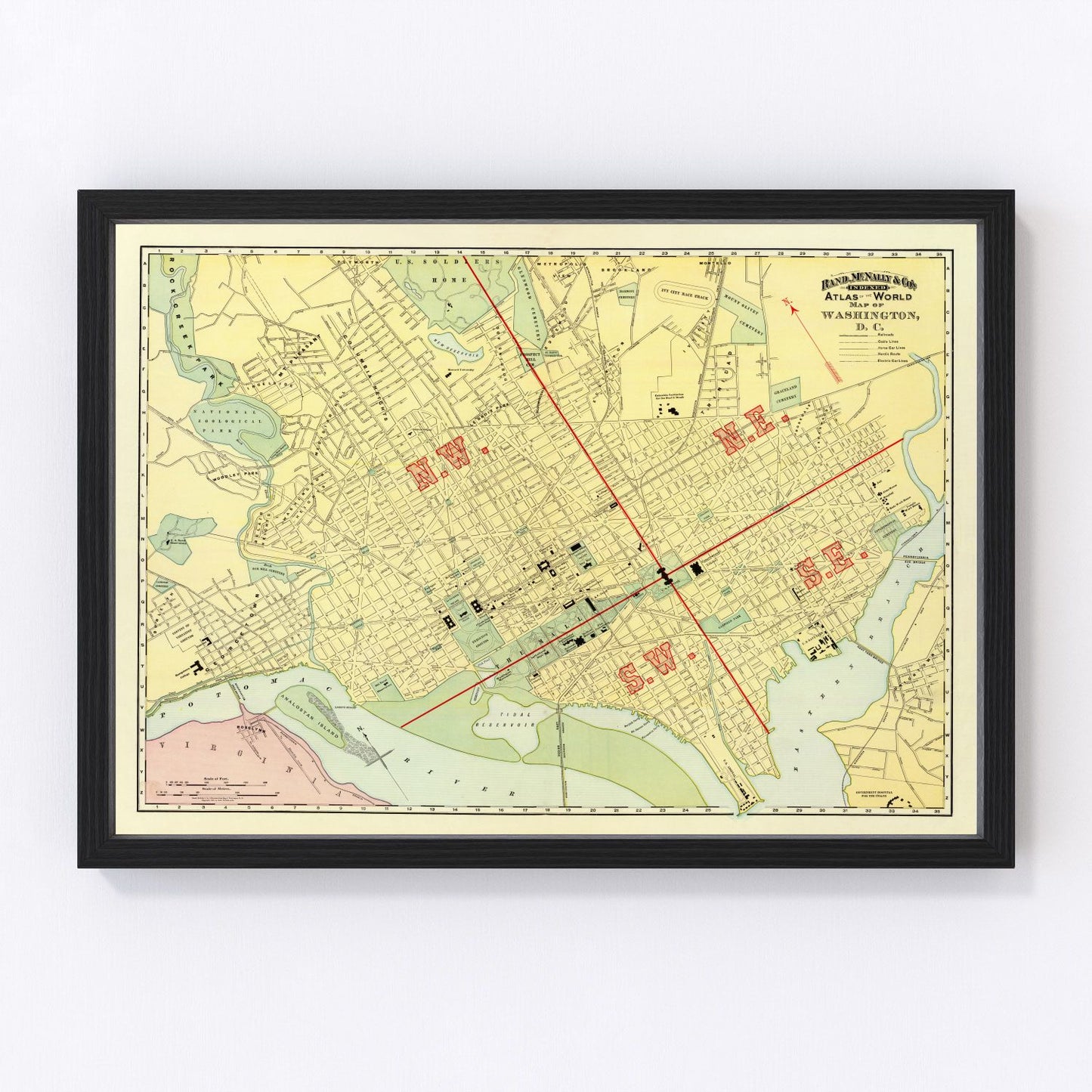 Vintage map of Washington, DC, 1897, Edition B, Victorian era capital, digitally restored