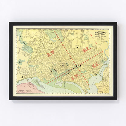Vintage map of Washington, DC, 1897, Edition B, Victorian era capital, digitally restored