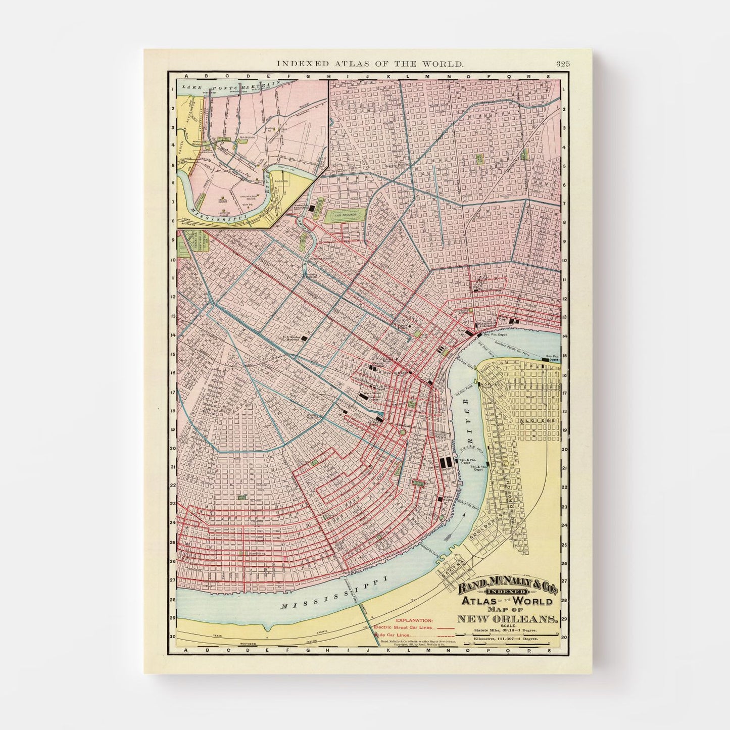 Vintage Map of New Orleans, Louisiana, 1897