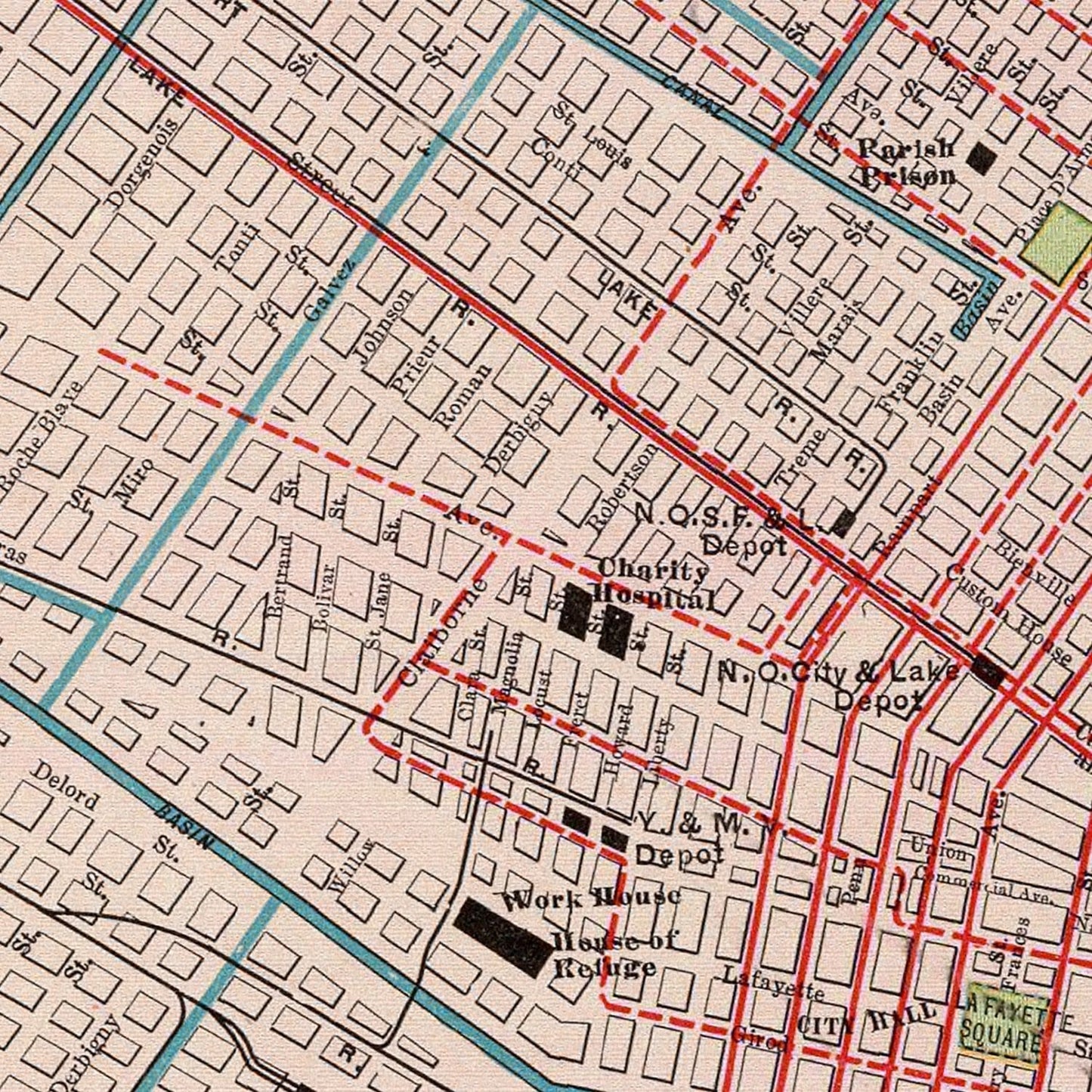 Vintage Map of New Orleans, Louisiana, 1897