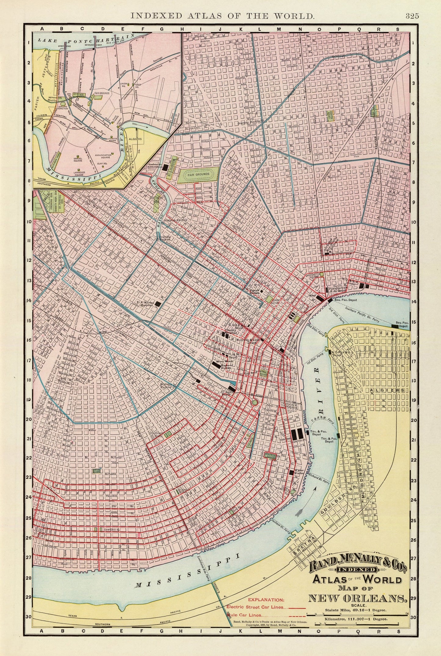 Vintage Map of New Orleans, Louisiana, 1897