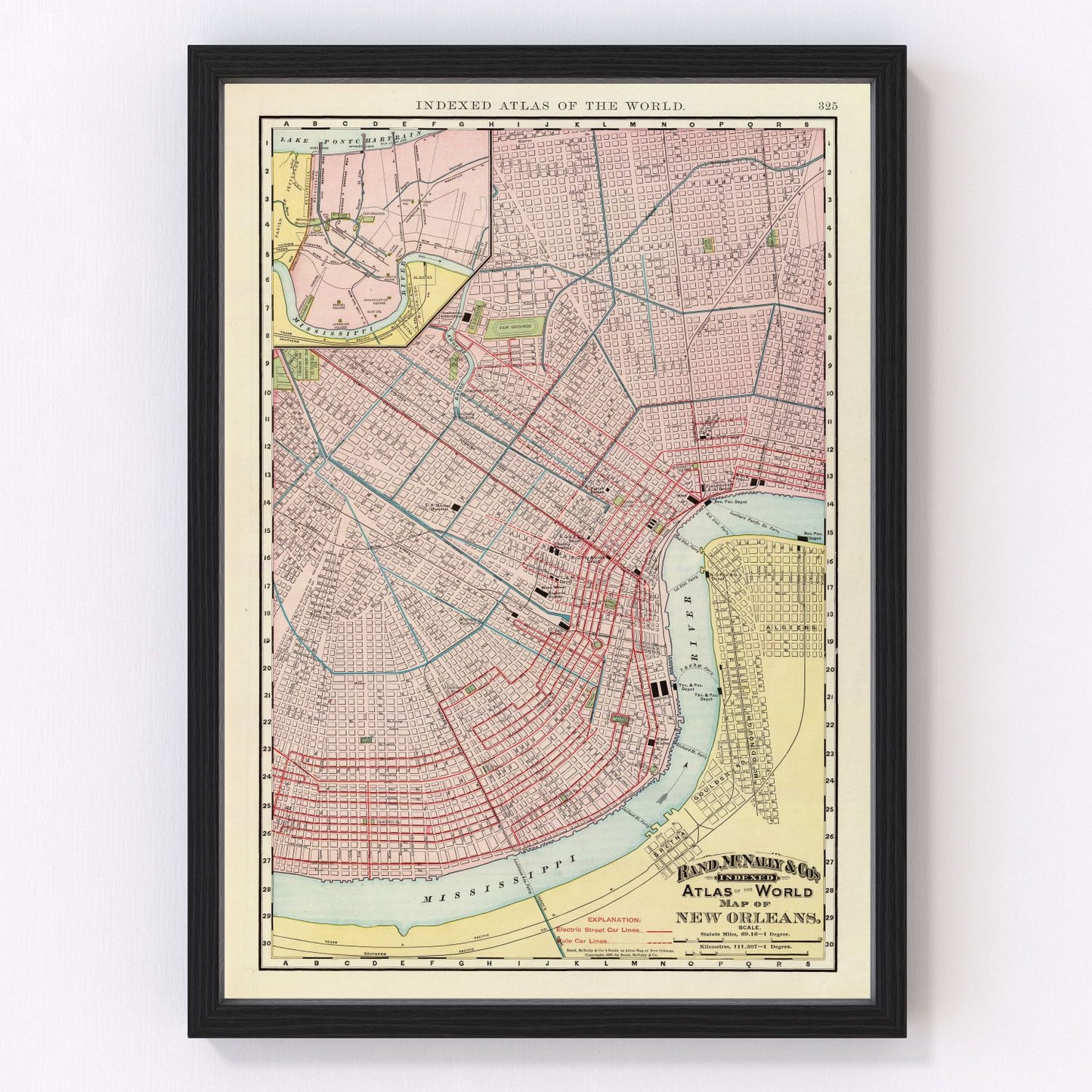 Vintage map of New Orleans, Orleans Parish, Louisiana, 1897