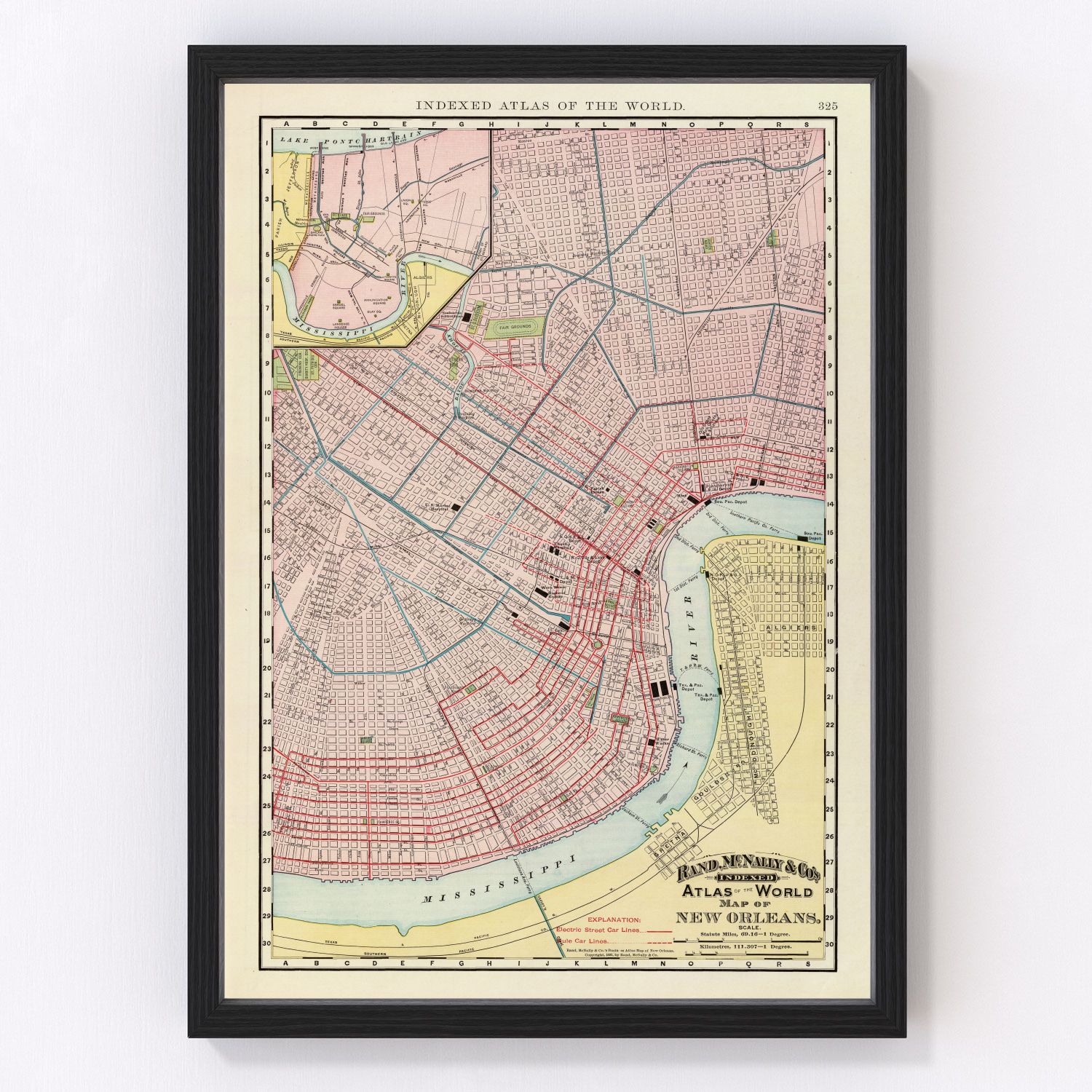 Vintage map of New Orleans, Orleans Parish, Louisiana, 1897