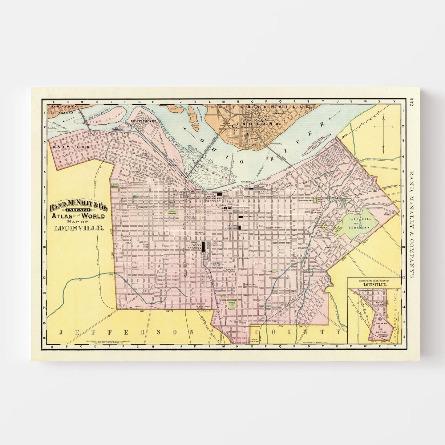 Vintage Map of Louisville, Kentucky, 1897