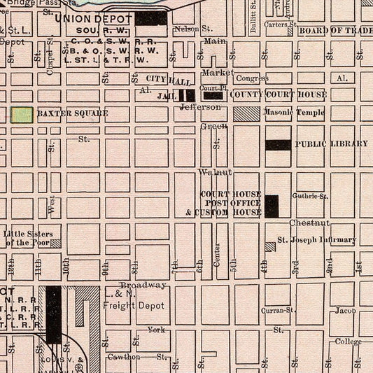 Vintage Map of Louisville, Kentucky, 1897