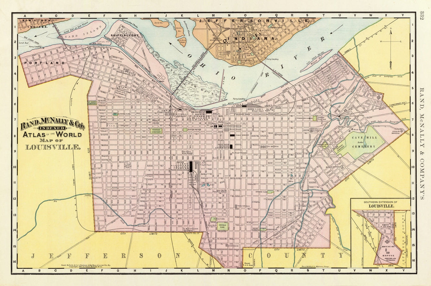 Vintage Map of Louisville, Kentucky, 1897
