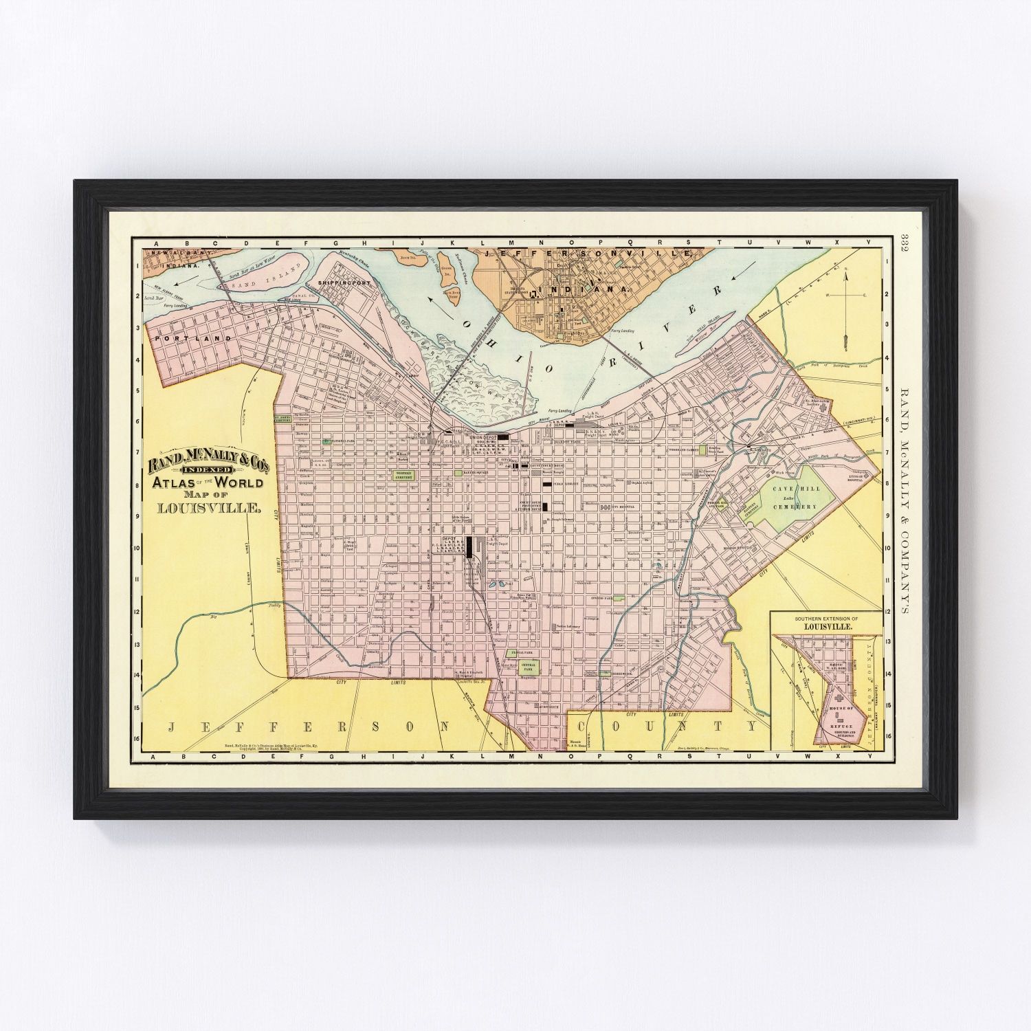 Vintage map of Louisville, Kentucky, 1897