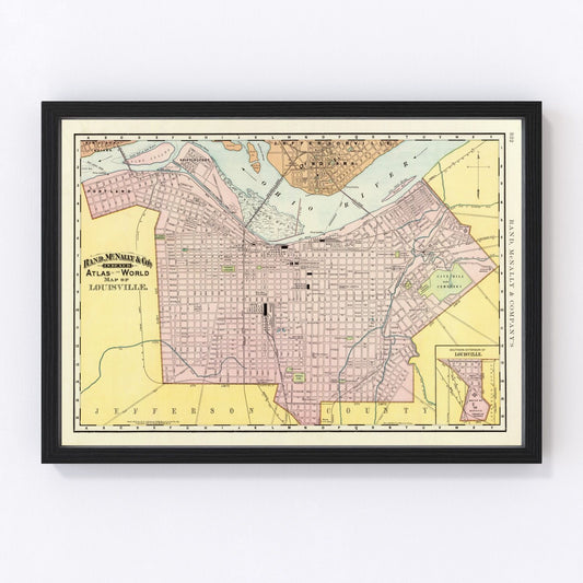 Vintage map of Louisville, Kentucky, 1897