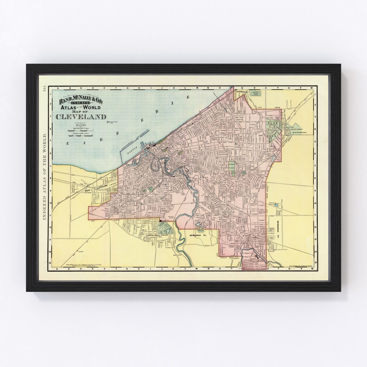 vintage map of Cleveland, Ohio, 1897
