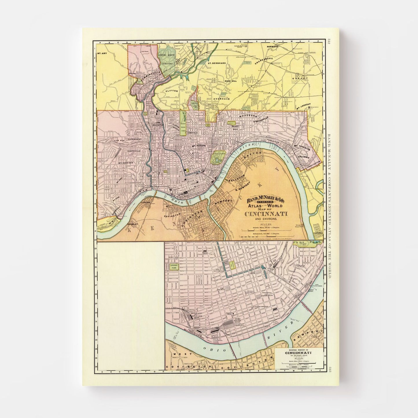 Vintage Map of Cincinnati, Ohio, 1897
