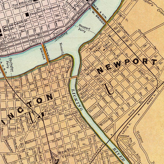 Vintage Map of Cincinnati, Ohio, 1897