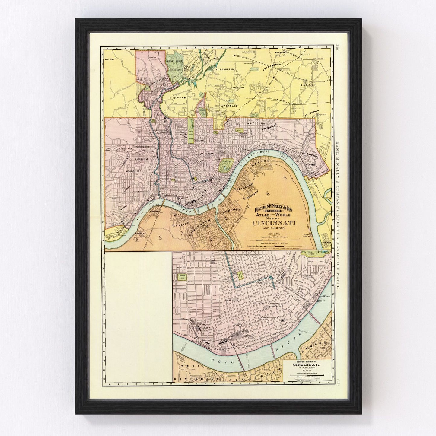 Vintage map of Cincinnati, Ohio, 1897