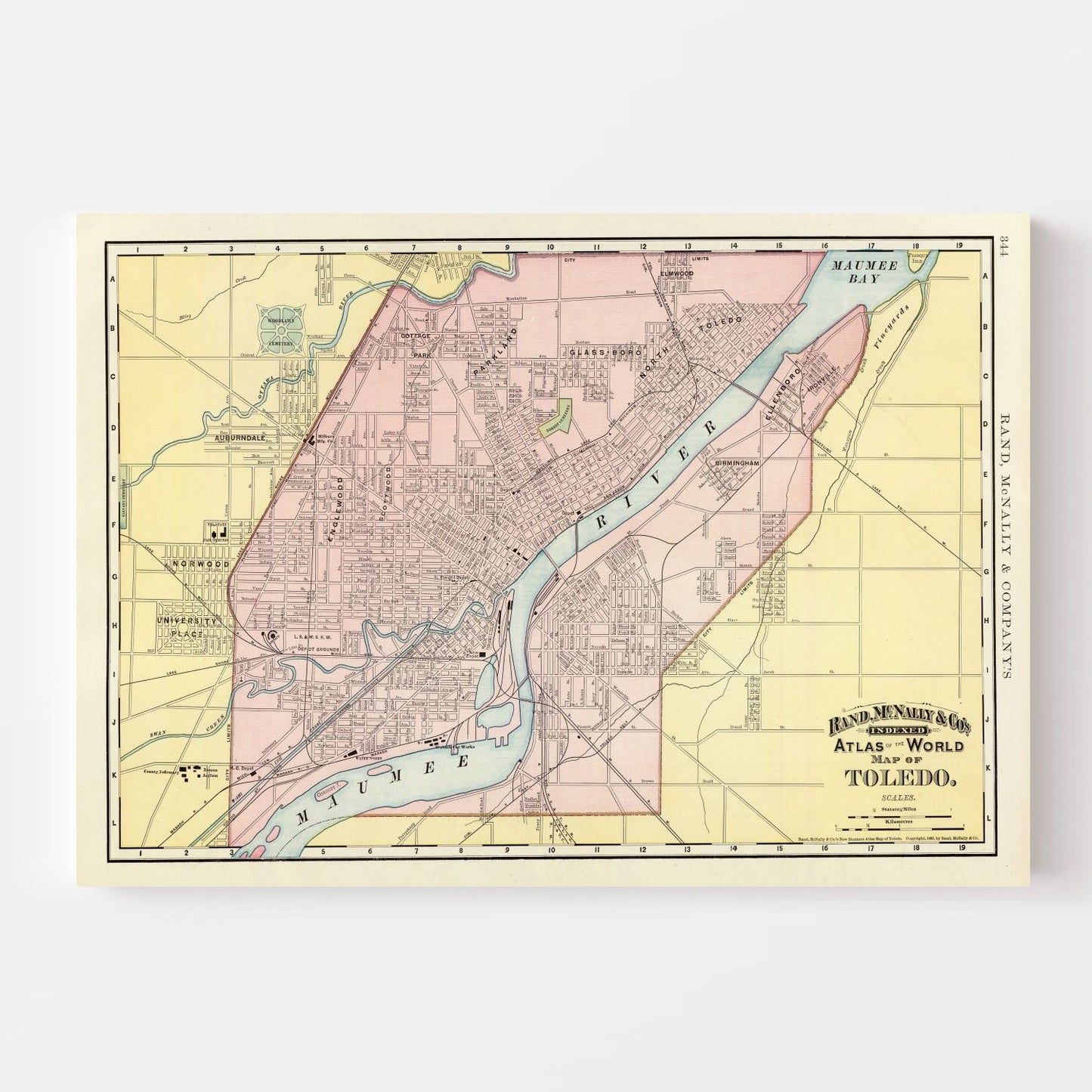 Vintage Map of Toledo, Ohio, 1897