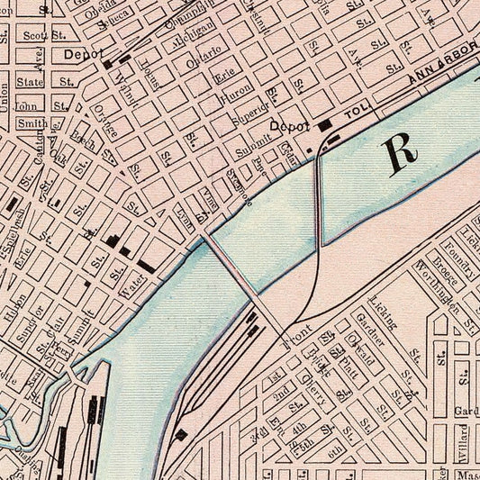 Vintage Map of Toledo, Ohio, 1897