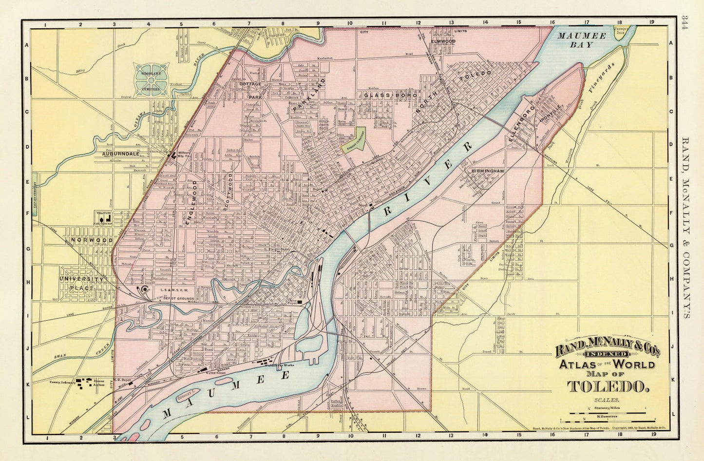 Vintage Map of Toledo, Ohio, 1897