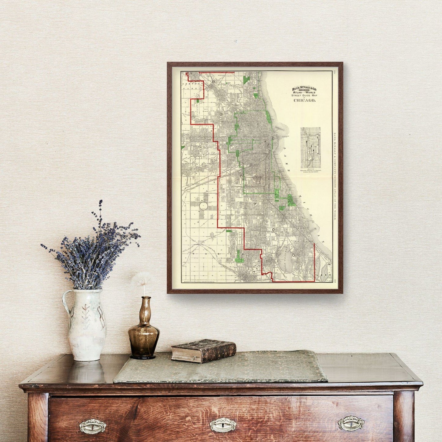 Vintage Map of Chicago, Illinois, 1897 Restored Print