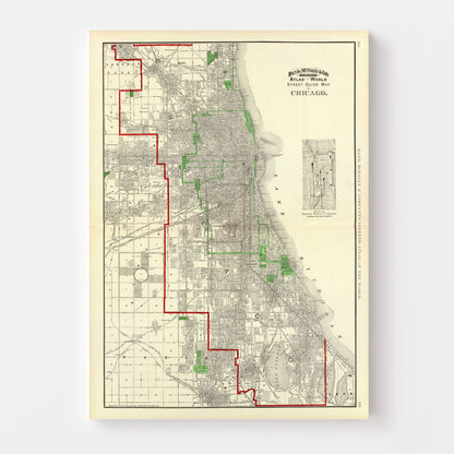 Vintage Map of Chicago, Illinois, 1897 Restored Print
