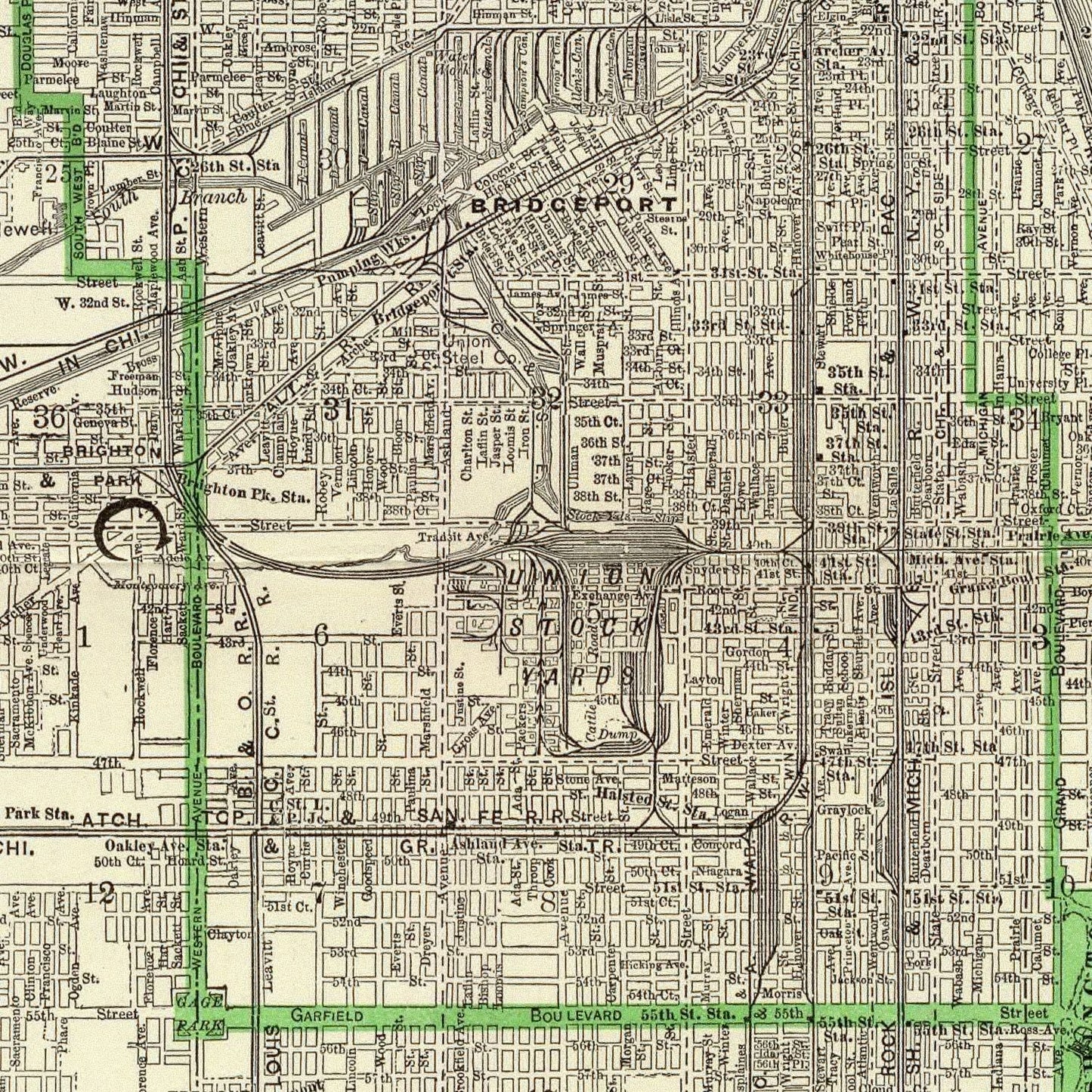 Vintage Map of Chicago, Illinois, 1897 Restored Print
