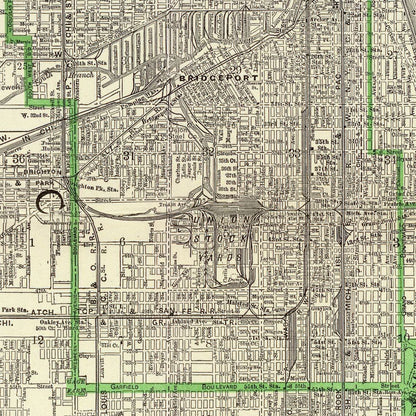 Vintage Map of Chicago, Illinois, 1897 Restored Print
