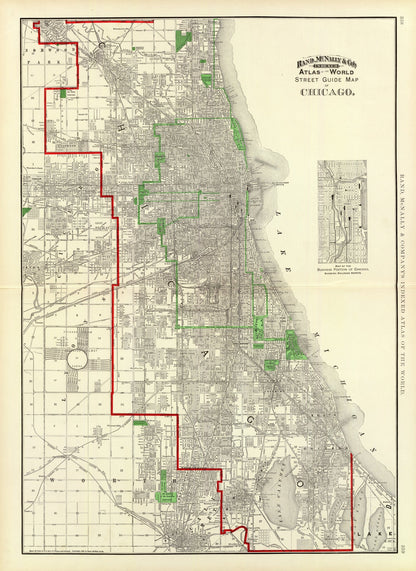 Vintage Map of Chicago, Illinois, 1897 Restored Print