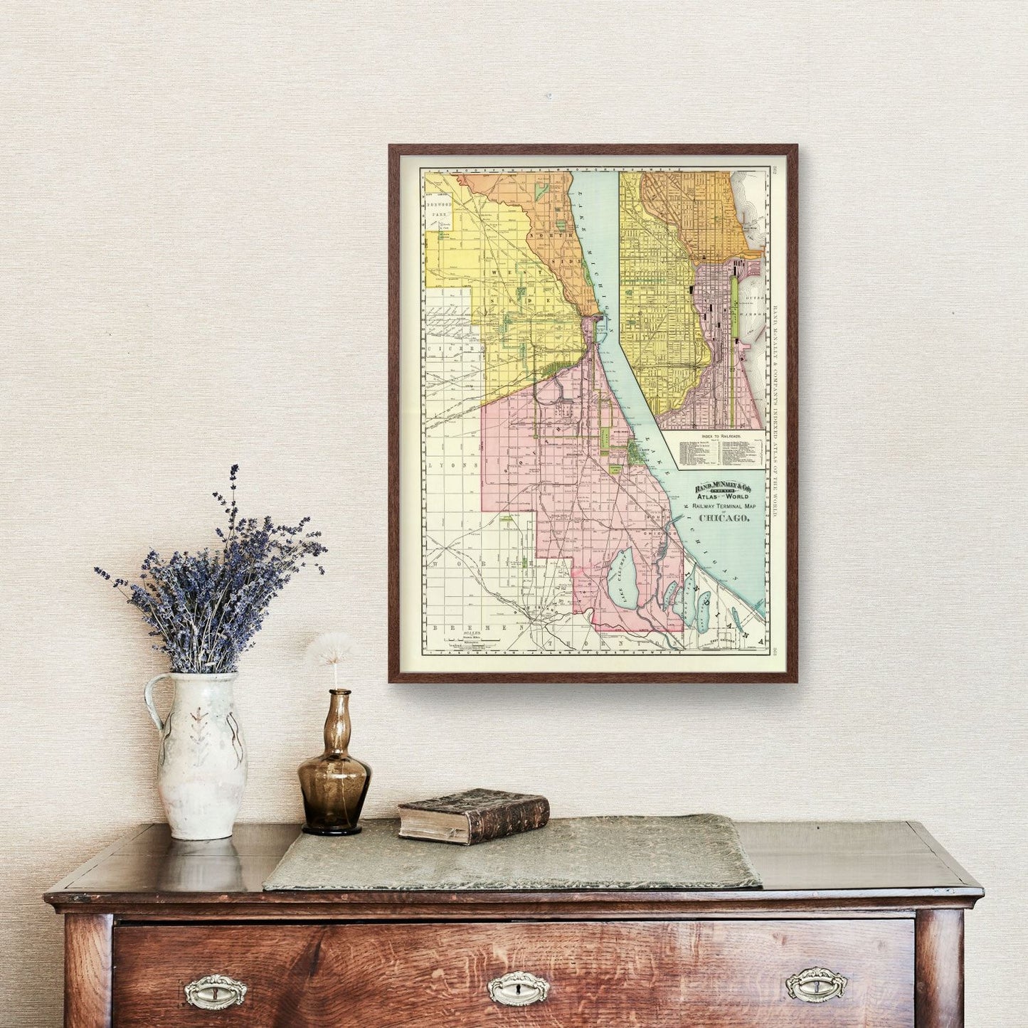 Vintage Map of Chicago, Illinois, 1897 Wall Art