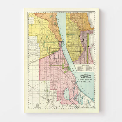 Vintage Map of Chicago, Illinois, 1897 Wall Art