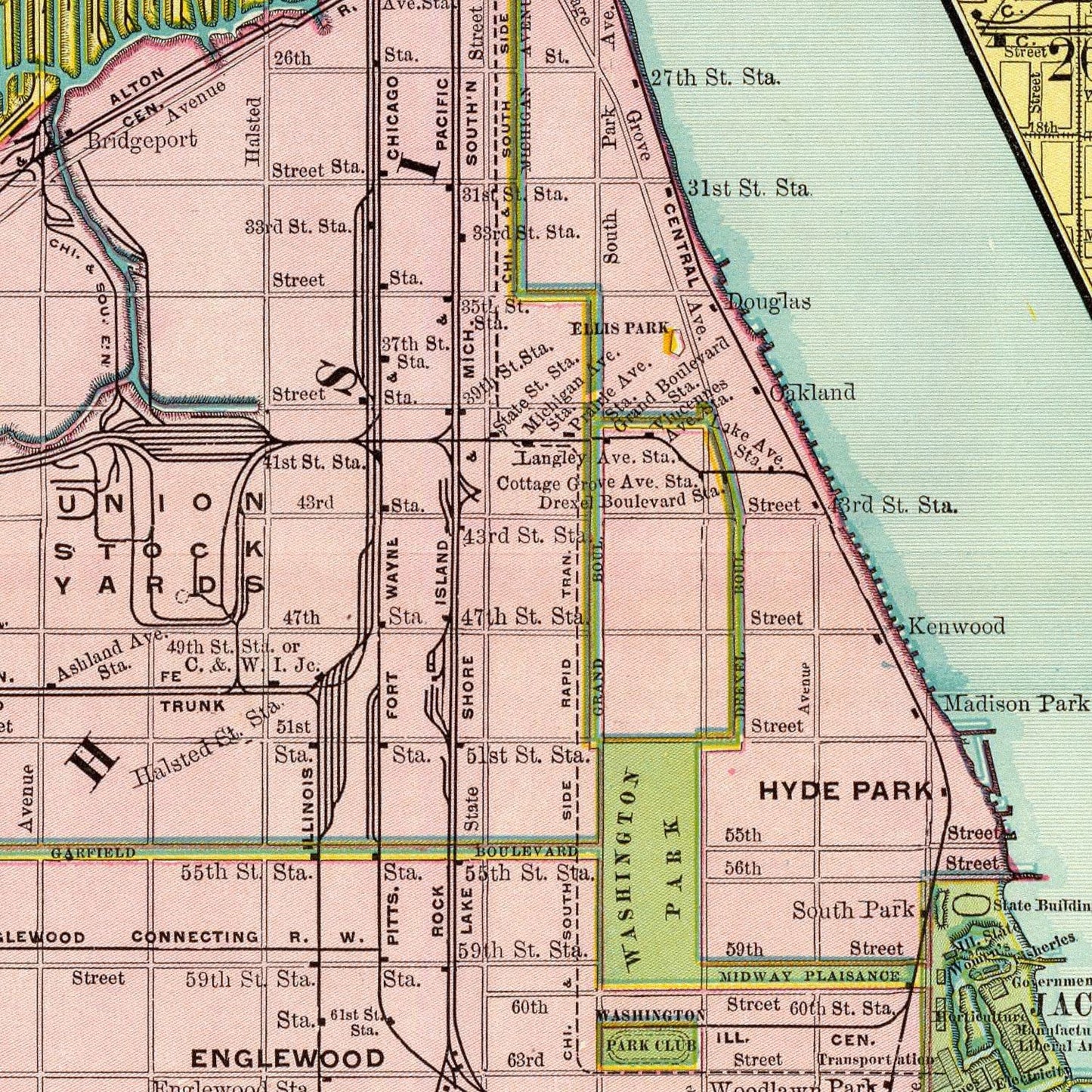 Vintage Map of Chicago, Illinois, 1897 Wall Art