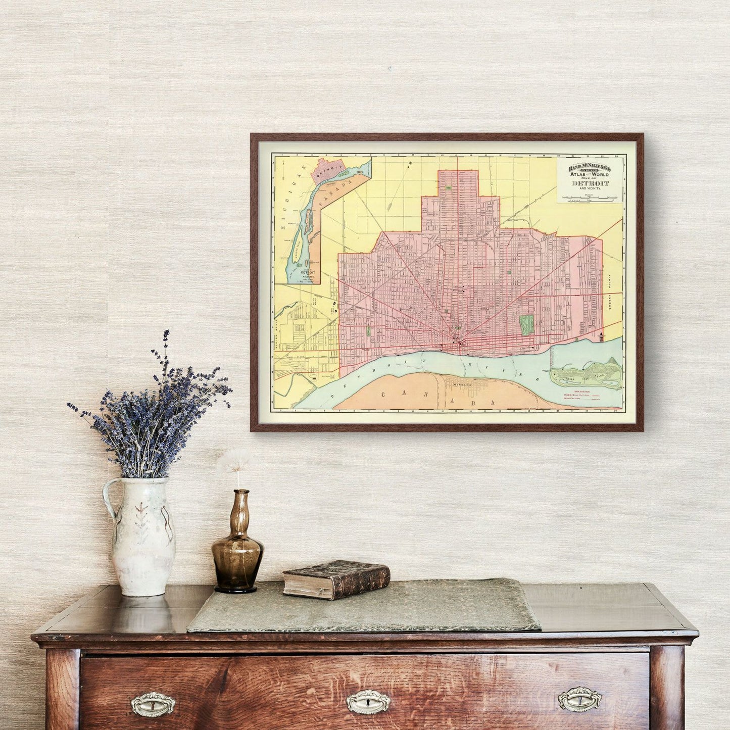 Vintage Map of Detroit, Michigan 1897
