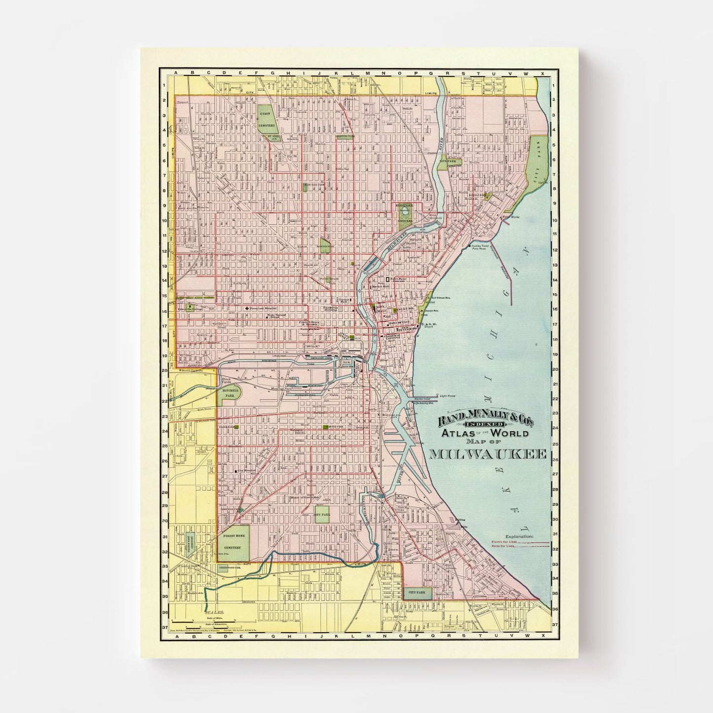 Vintage Map of Milwaukee, Wisconsin, 1897
