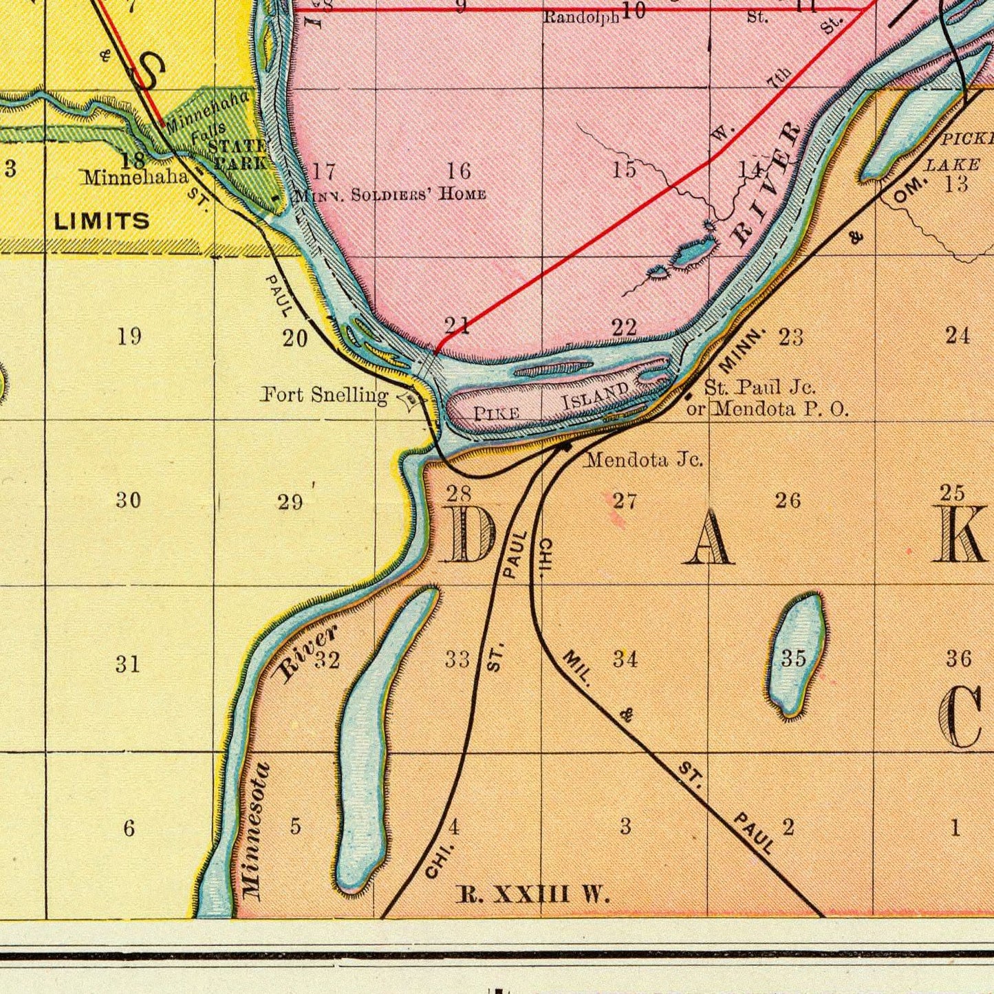 Vintage Map of Saint Paul, Minnesota, 1897