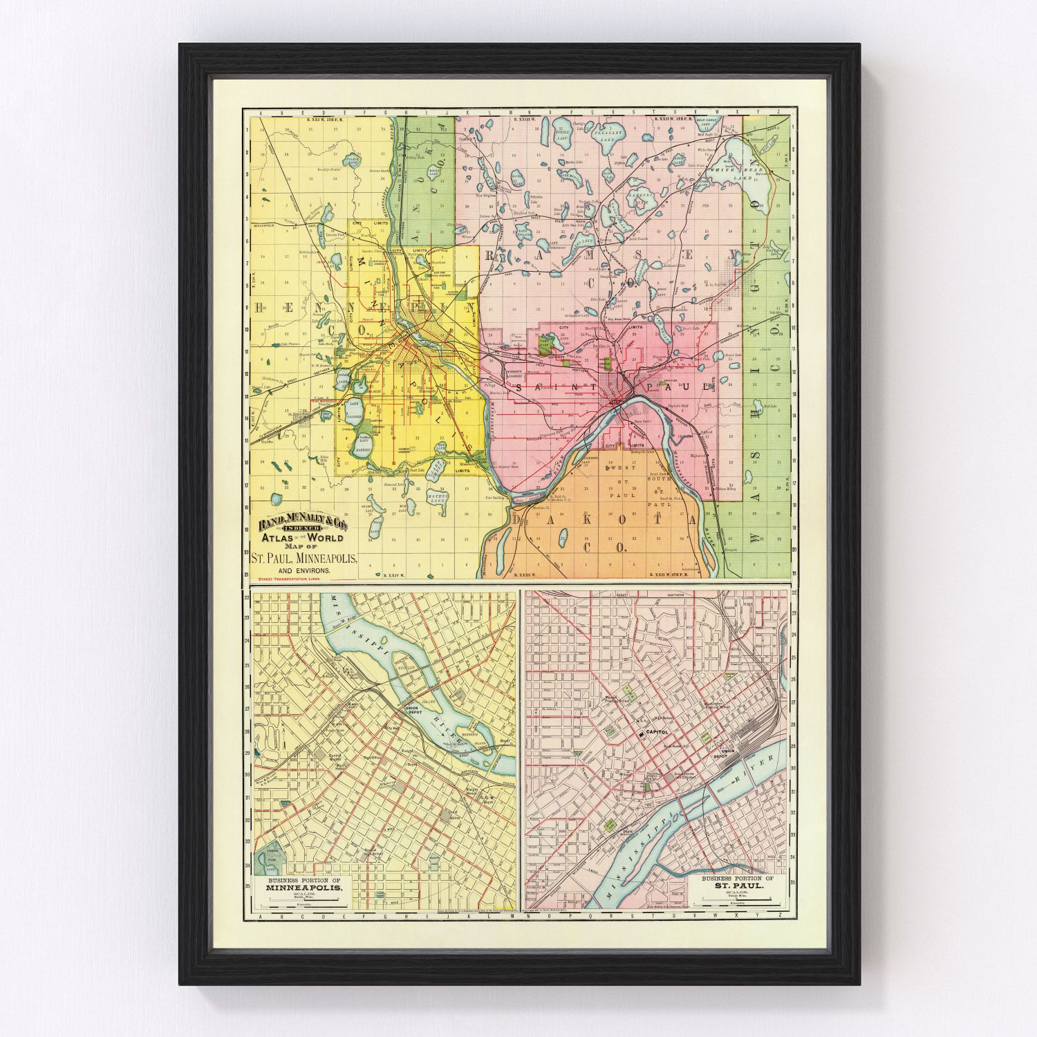vintage map of Saint Paul, Minnesota, 1897