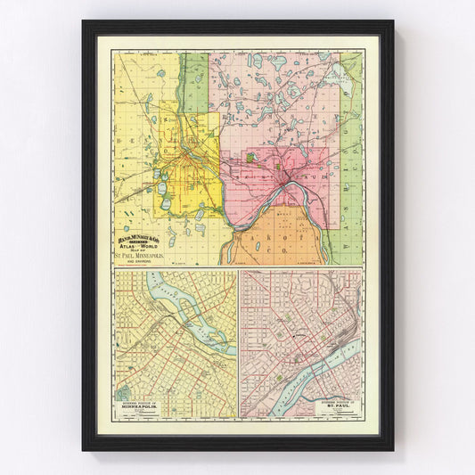 vintage map of Saint Paul, Minnesota, 1897