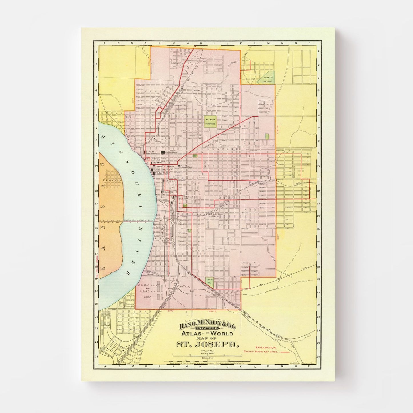 Vintage Map of Saint Joseph, Missouri, 1897